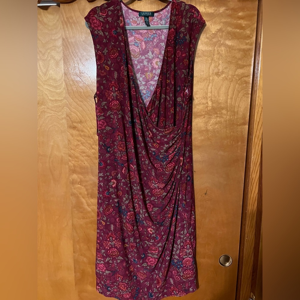 Ralph Lauren Burgundy Wrap Dress Size 3XL
